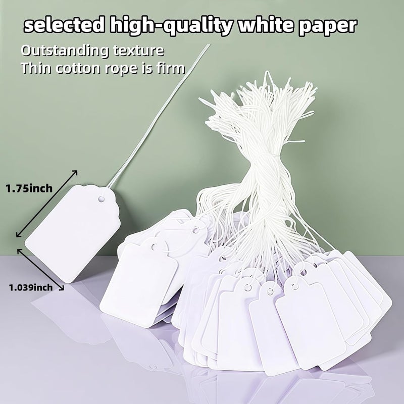 ARTFLY 1000 PCS Pre-Strung Price Tags with String, White Paper Label Tags for Garage Sale Jewelry Clothing Retail, 1.75 x 1.093 Inch - Image 2